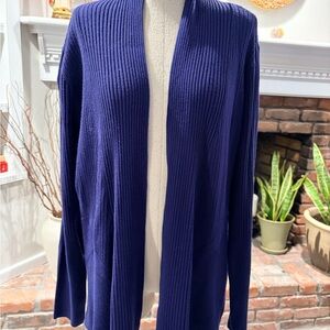 Women's Blue Open-Front Sweater